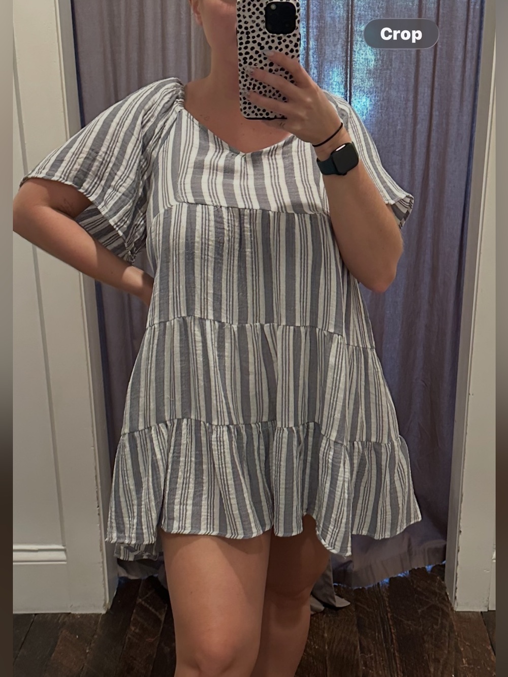 Striped Tiered Dress in Blue and White